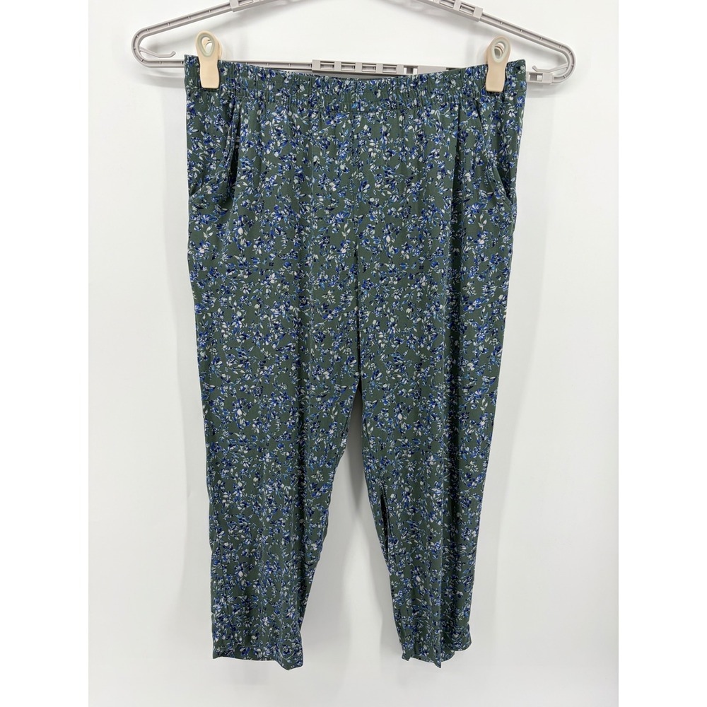 Jessica Simpson‎ Womens Floral Print Cropped Pants Green Blue Size XL